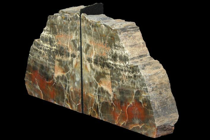 Tall, Arizona Petrified Wood Bookends - Red & Black #180244